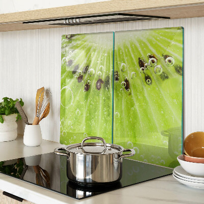 Glass chopping board Kiwi with water drops