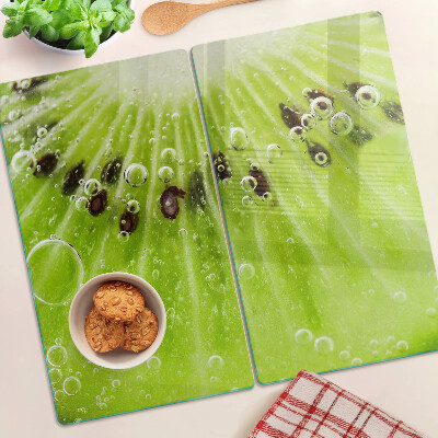 Glass chopping board Kiwi with water drops