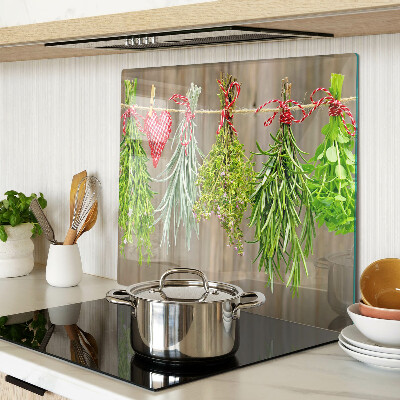 Glass chopping board Herbs on a String
