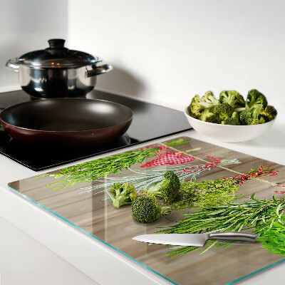 Glass chopping board Herbs on a String