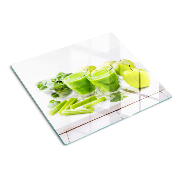 Glass kitchen board Green smoothie and fresh ingredients
