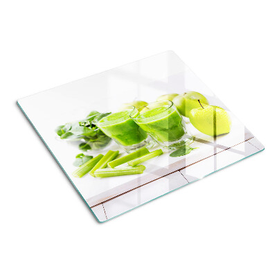 Glass kitchen board Green smoothie and fresh ingredients