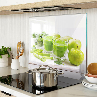 Glass kitchen board Green smoothie and fresh ingredients