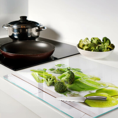 Glass kitchen board Green smoothie and fresh ingredients