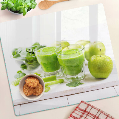 Glass kitchen board Green smoothie and fresh ingredients