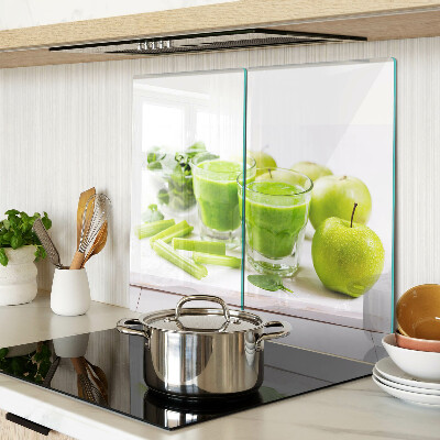 Glass kitchen board Green smoothie and fresh ingredients