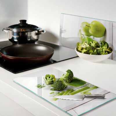 Glass kitchen board Green smoothie and fresh ingredients