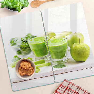 Glass kitchen board Green smoothie and fresh ingredients