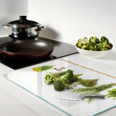Glass kitchen board Herbs in hanging bunches