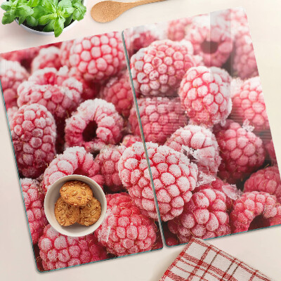 Glass chopping board Raspberries in a fresh edition