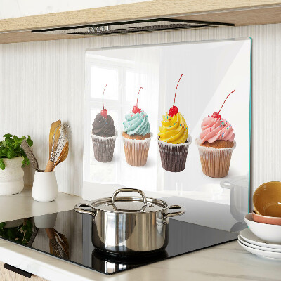 Glass chopping board Cupcake with whipped cream and cherry