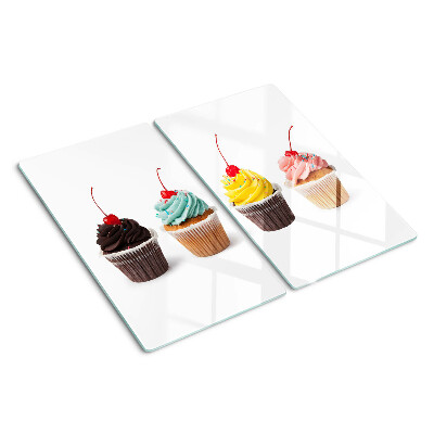 Glass chopping board Cupcake with whipped cream and cherry