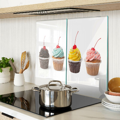Glass chopping board Cupcake with whipped cream and cherry