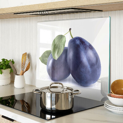 Glass chopping board Plums with leaves