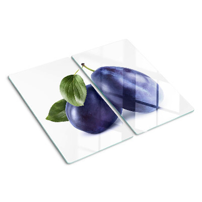 Glass chopping board Plums with leaves