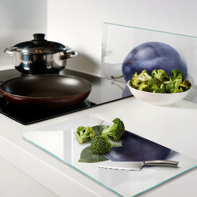Glass chopping board Plums with leaves
