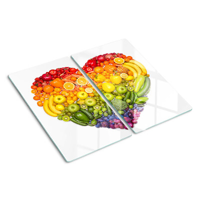 Glass kitchen board Rainbow Fruit Heart