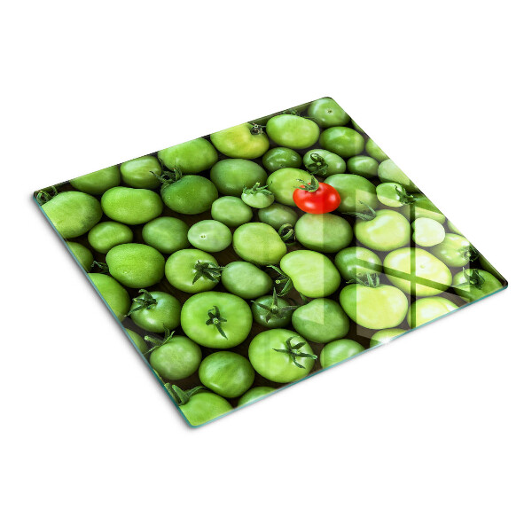 Glass chopping board Green tomatoes with a red accent