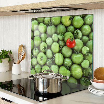 Glass chopping board Green tomatoes with a red accent