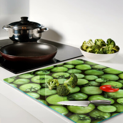 Glass chopping board Green tomatoes with a red accent