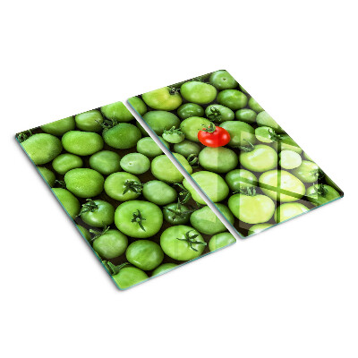 Glass chopping board Green tomatoes with a red accent