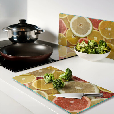 Glass chopping board Citrus fruits in rainbow colors
