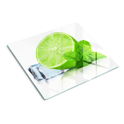 Glass chopping board Lime with mint and ice