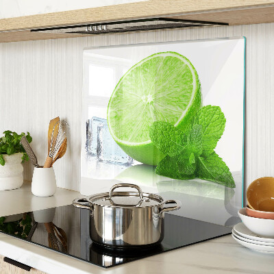 Glass chopping board Lime with mint and ice
