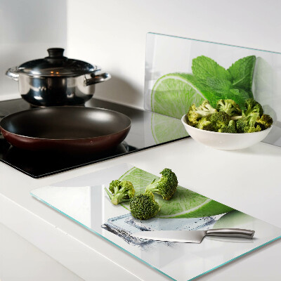 Glass chopping board Lime with mint and ice