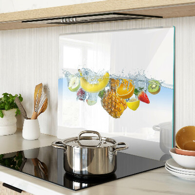 Glass kitchen board Fruit in water