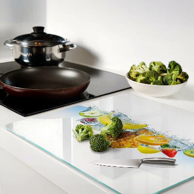 Glass kitchen board Fruit in water