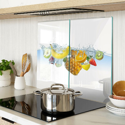 Glass kitchen board Fruit in water