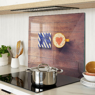 Glass chopping board A gift with a heart on a cup