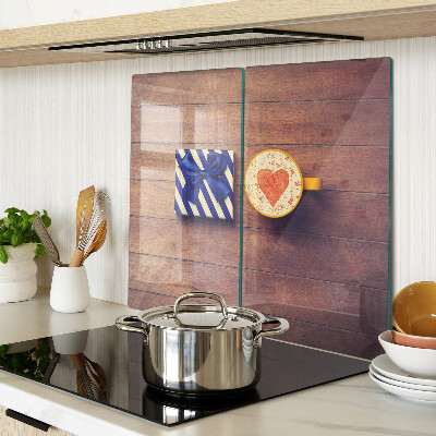 Glass chopping board A gift with a heart on a cup