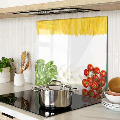 Glass chopping board Pasta with herbs and tomatoes