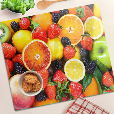Glass chopping board Tropical fruits and berries