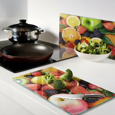 Glass chopping board Tropical fruits and berries