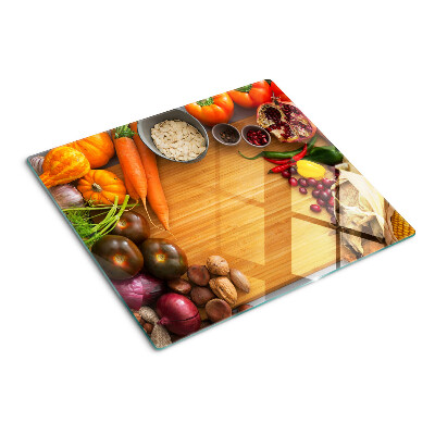 Glass kitchen board Vegetable and fruit theme