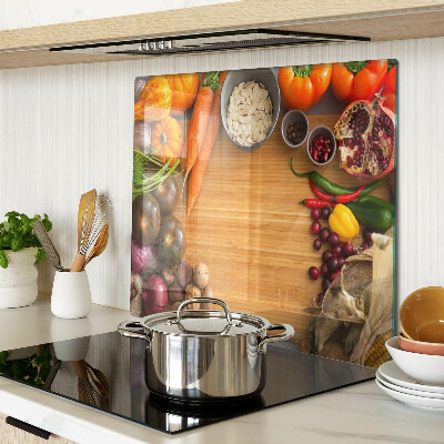 Glass kitchen board Vegetable and fruit theme