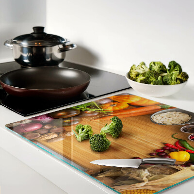Glass kitchen board Vegetable and fruit theme