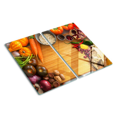 Glass kitchen board Vegetable and fruit theme