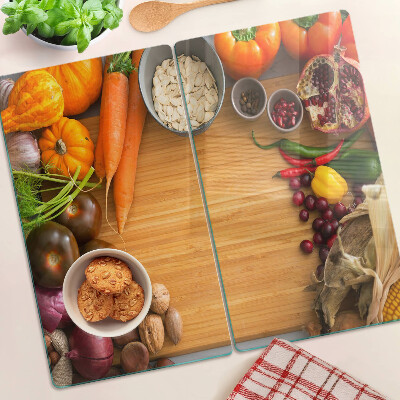 Glass kitchen board Vegetable and fruit theme