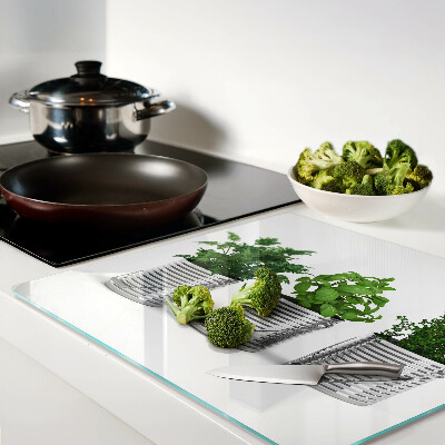Glass kitchen board Plants in metal pots