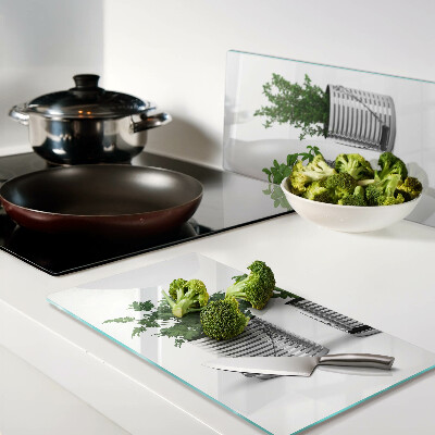 Glass kitchen board Plants in metal pots