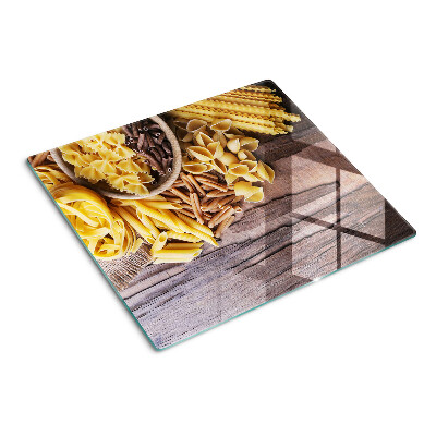 Glass chopping board Pasta and wooden accents