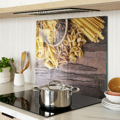 Glass chopping board Pasta and wooden accents