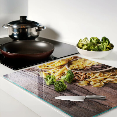Glass chopping board Pasta and wooden accents