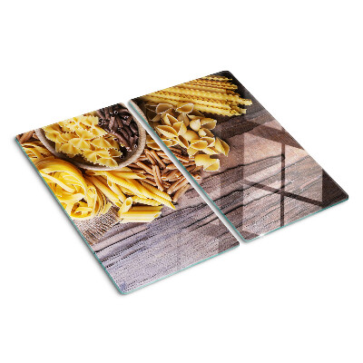 Glass chopping board Pasta and wooden accents