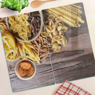 Glass chopping board Pasta and wooden accents