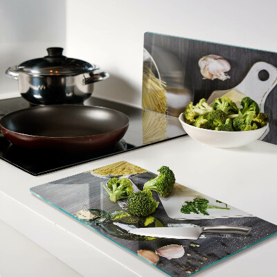 Glass kitchen board Kitchen accessories and ingredients